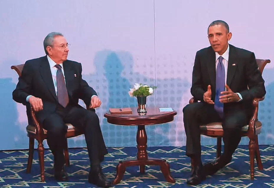 President Castro meets with President Obama